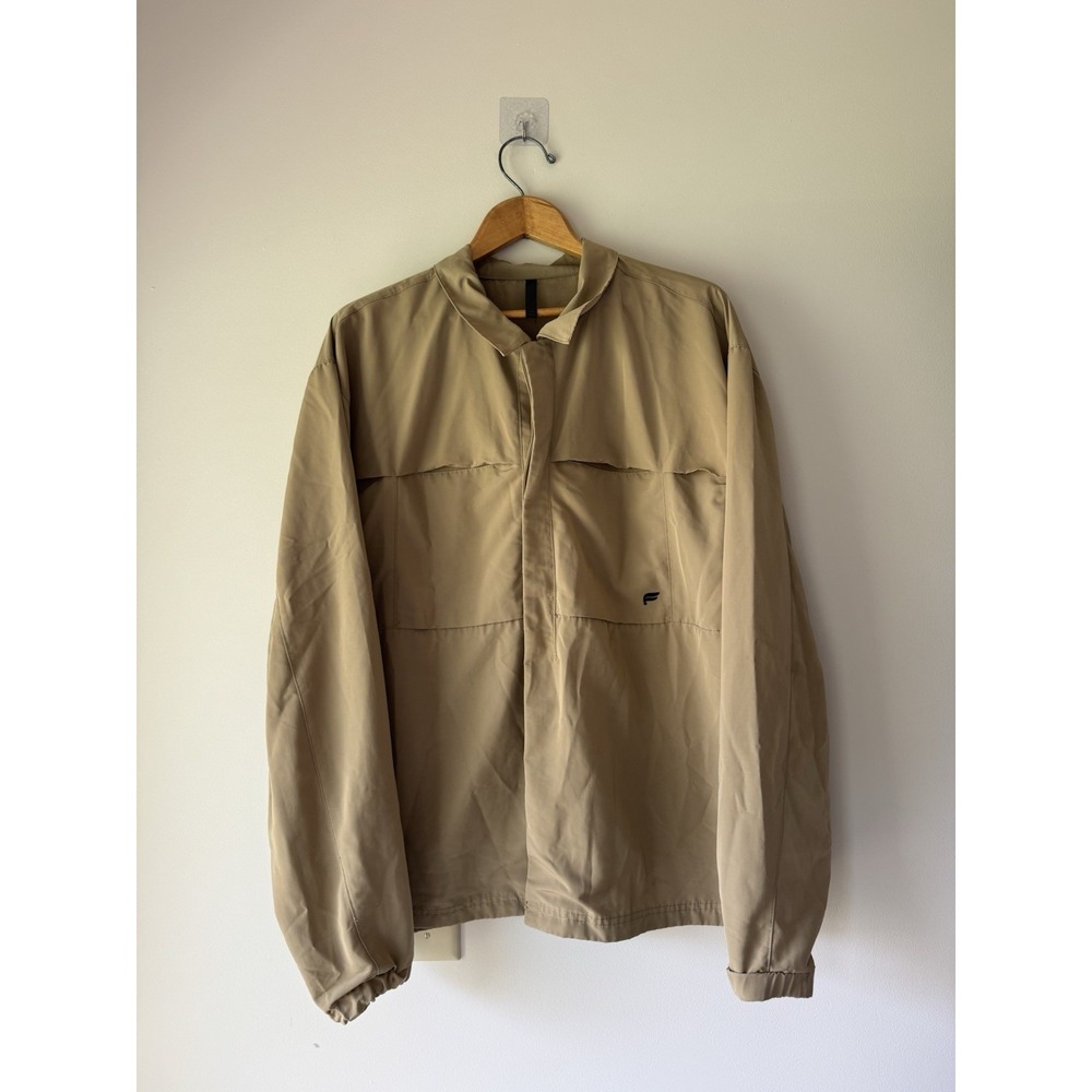 Fabletics Men's XXL One Jacket Full Zip Windbreaker Tan Khaki